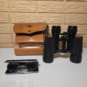 Tower Vintage Binoculars Coated Optics 7 x 50mm Black w/ case & compact bonus!